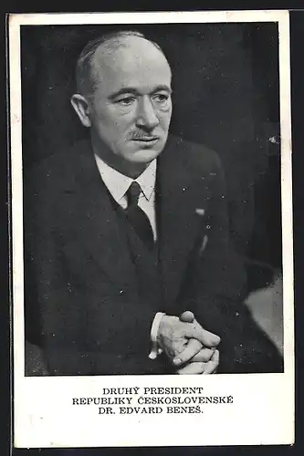 AK Portrait Dr. Edvard Benes, Druhy President Republiky Ceskoslovenske