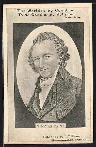 Künstler-AK Portrait von Thomas Paine im Anzug