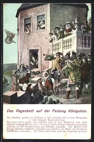 AK Königstein, Gemälde Das Pagenbett auf der Festung Königstein