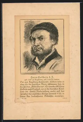 Künstler-AK Portrait des Malers Hans Holbein d. J.