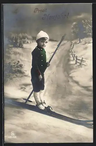 AK Kleiner Junge auf Skiern