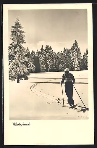 AK Herr auf Skiern, Winterfreude