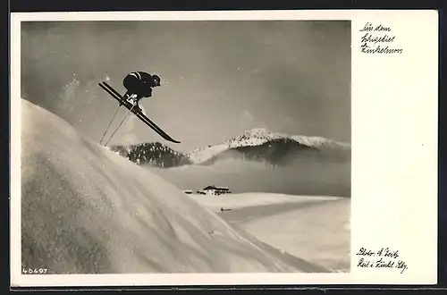 AK Winkelmoos, Skifahrer bei der Abfahrt