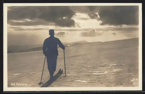 AK Am Feldberg, Skifahrer in den Bergen