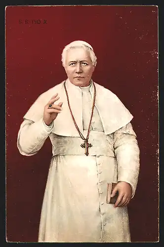 AK Papst Pius X. hebt segnend die Hand