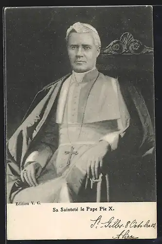 AK Portrait von Papst Pius X. auf dem heiligen Stuhl