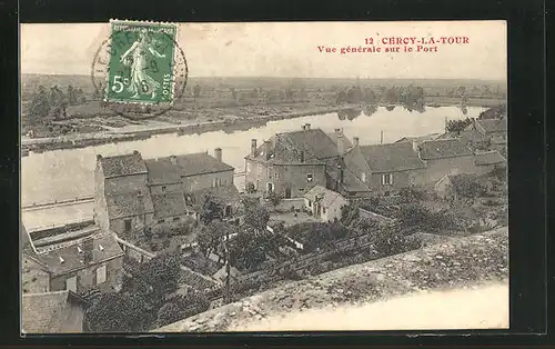 AK Cercy-la-Tour, Vue generale sur le Pont