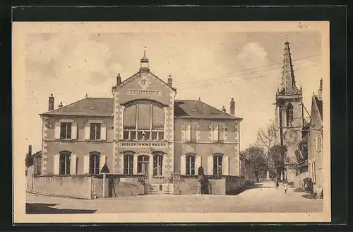 AK Surgy, La Mairie et l`Eglise
