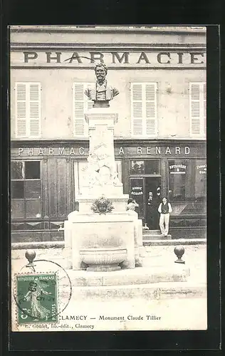 AK Clamecy, Monument Claude Tillier avant Pharmacie