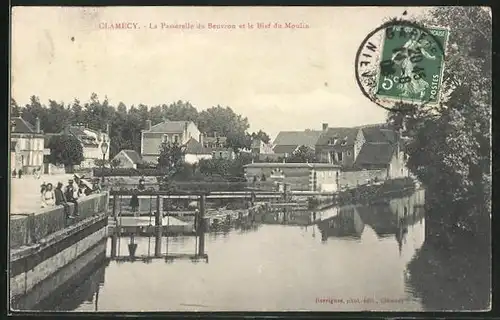 AK Clamecy, La Passerelle du Beuvron et le Bief ud Moulin