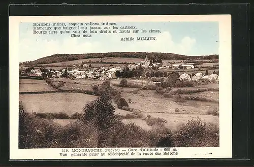 AK Montsauche, Vue générale prise au téléobjetif de la route des Settons
