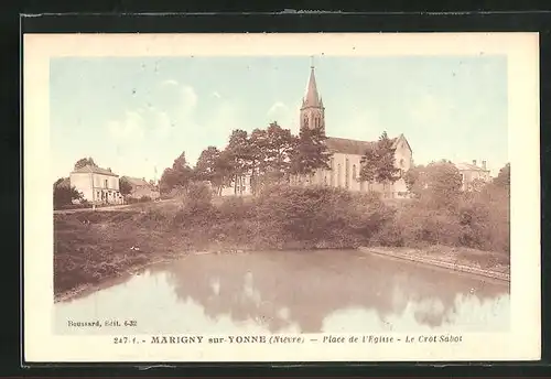 AK Marigny-sur-Yonne, Place de l`Eglise, le Crot Sabot