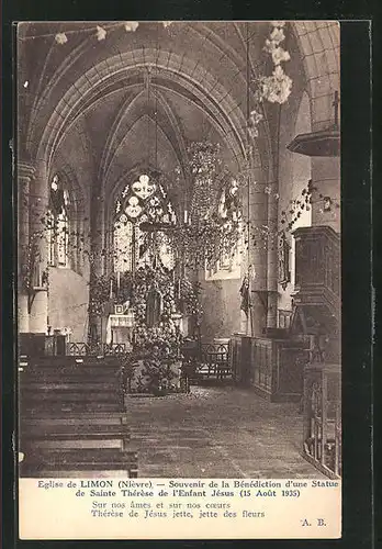 AK Liom, Eglise, Benediction d`une Statue de Sainte Thérese de l`Enfant Jésus, 1935