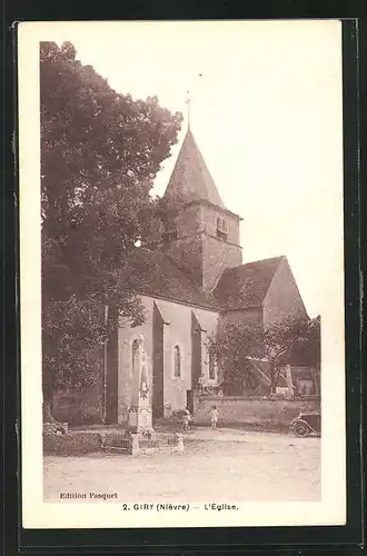 AK Giry, L`Église, Kirche mit Denkmal