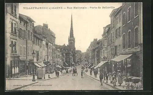 AK Villefranche-sur-Saone, Rue Nationale, Porte de Belleville