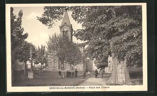 AK Grézieu-le-Marché, Place des Tilleuls