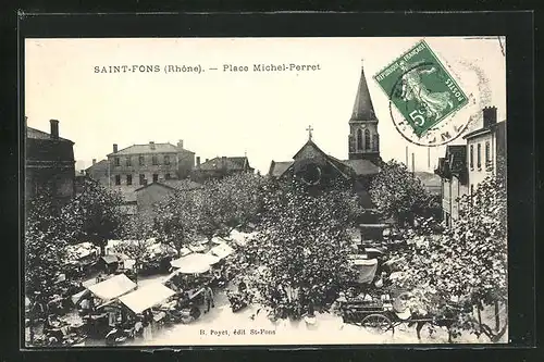 AK Saint-Fons, Place Michel-Perret, Markttag