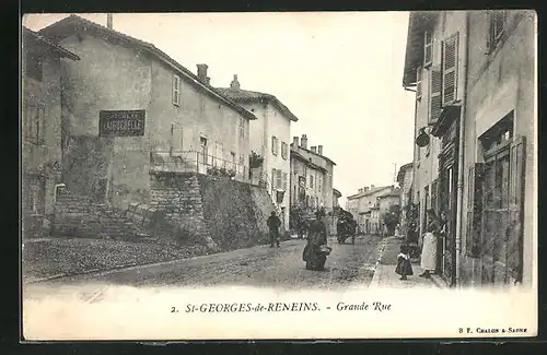 AK St-Georges-de-Reneins, Grande Rue, Strassenpartie im Ortskern