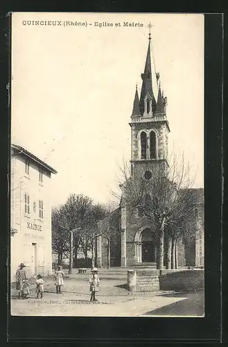 AK Quincieux, Eglise et Mairie