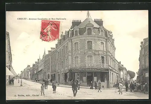 AK Cholet, Avenue Gambetta et Rue Nationale
