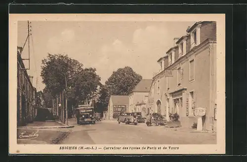 AK Seiches, Carrefour des routes de Paris et de Tours