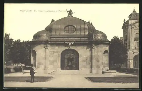 AK München, St. Hubertusbrunnen, Pavillon, Prinzregentenstrasse