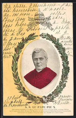 AK Papst Pius X. im roten päpstlichen Gewand