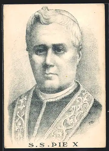 Künstler-AK Papst Pius X., Portrait als junger Mann