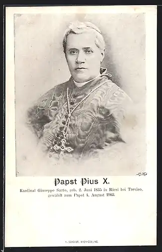 AK Kardinal Sarto, 1903 gewählt als Papst Pius X.