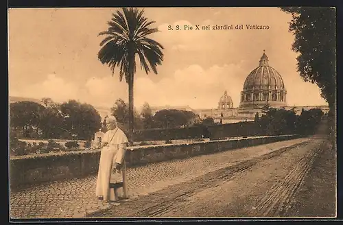 AK S. S. Pio X nei giradini del Vaticano, Papst Pius X.