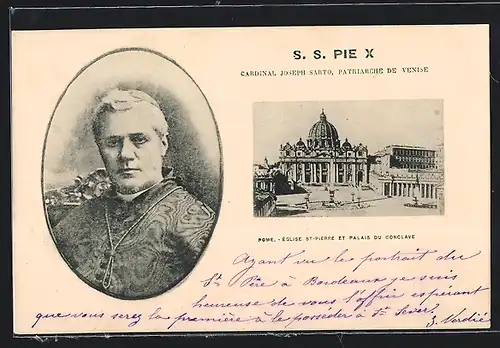 AK Papst Pius X., Église St-Pierre et Palais du Conclave