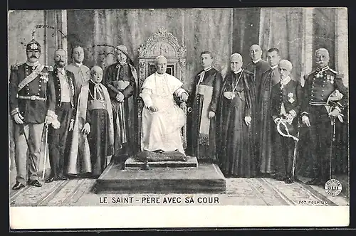 AK Papst Pius X. mit seinem Gefolge