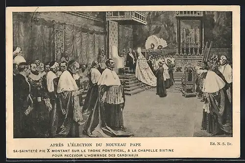 AK Rom, Papst Pius X. in der Sixtinischen Kapelle nach seiner Wahl