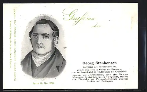 AK Georg Stephenson, Begründer des Eisenbahnwesens