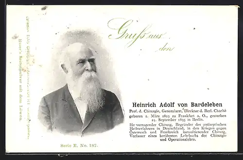 AK Portrait des Professors der Chirugie Heinrich Adolf von Bardeleben