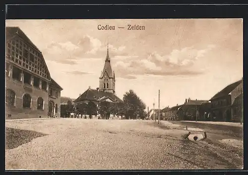 AK Zeiden, Teilansicht mit Kirche