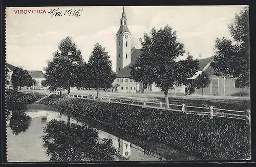 AK Virovitica, Uferpartie und Kirche