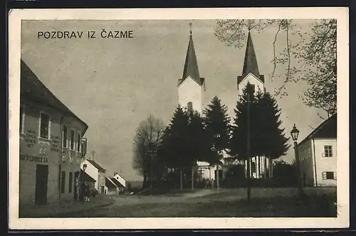 AK Cazma, Strassenpartie an der Kirche