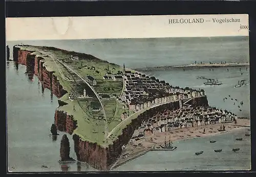 AK Helgoland, Ortsansicht aus der Vogelschau