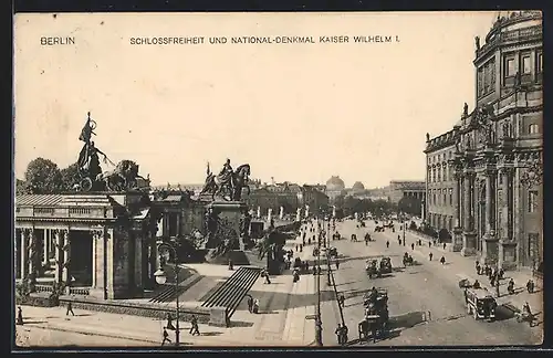 AK Berlin, Schlossfreiheit und National-Denkmal Kaiser Wilhelm I.
