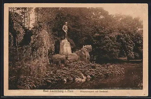 AK Bad Lauterberg i. Harz, Wissmannpark mit Denkmal