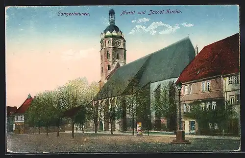 AK Sangerhausen, Markt und Jacobi Kirche