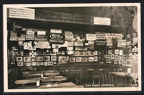 AK Heidelberg, Studenten-Gasthaus zum Seppel am Karlsplatz