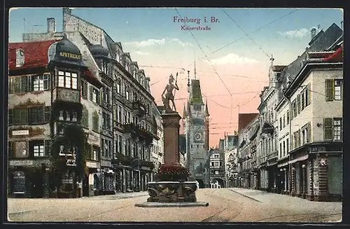 AK Freiburg i. Br., Kaiserstrasse mit Apotheke