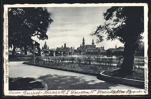 AK Dresden-Neustadt, Blick vom Königsufer