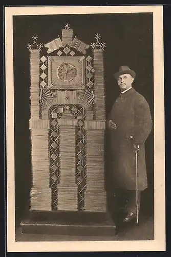 AK Goslar a. Harz, Kunstuhr aus Strohhalmen, Aug. Lehrke