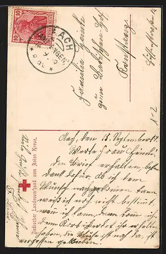 AK Hilda von Baden trägt Krone und Perlenkette