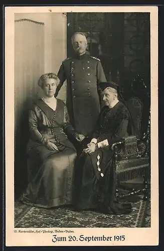 AK Badischer Opfertag 1915, Grossherzog Friedrich II. von Baden mit dessen Mutter Luise von Baden