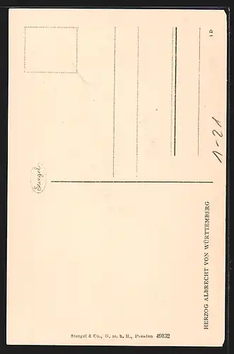 Künstler-AK Portrait Herzog Albrecht von Württemberg in Uniform