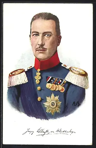 Künstler-AK Albrecht, Herzog von Württemberg in Uniform